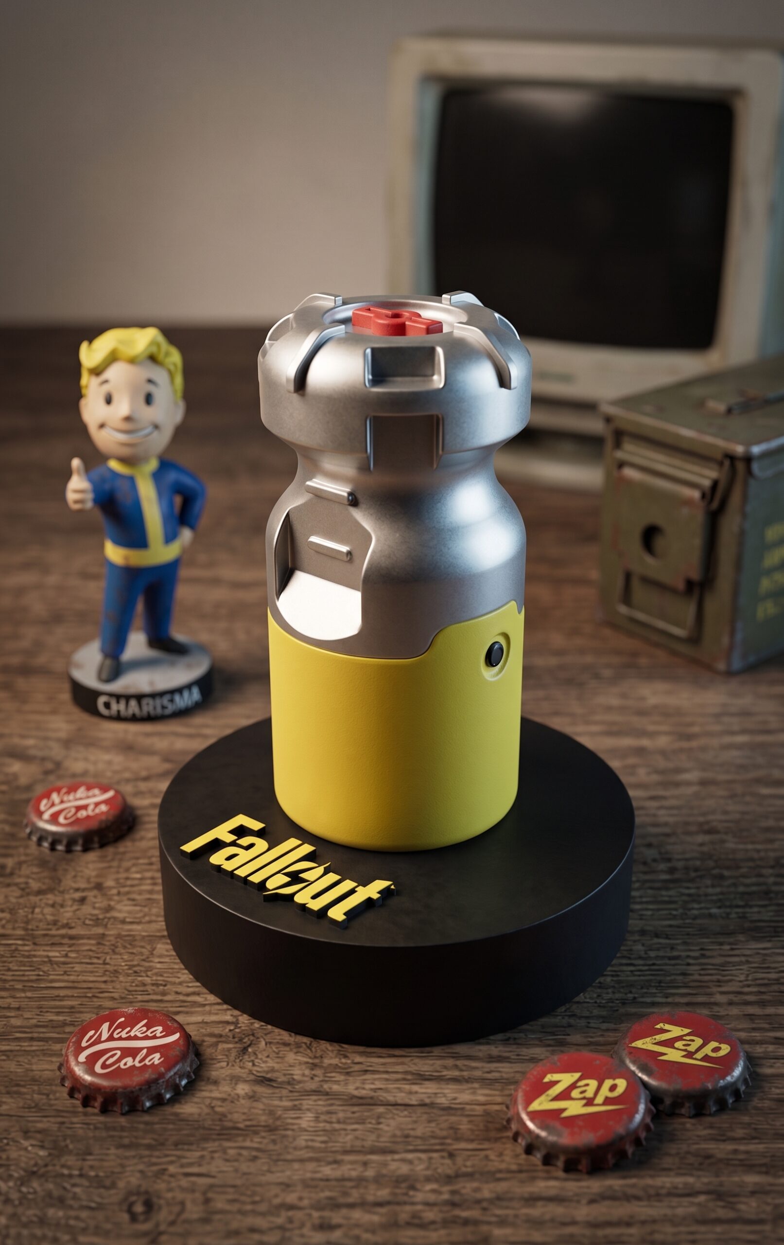 Réplique Fusion Core Fallout imprimée en 3D avec support