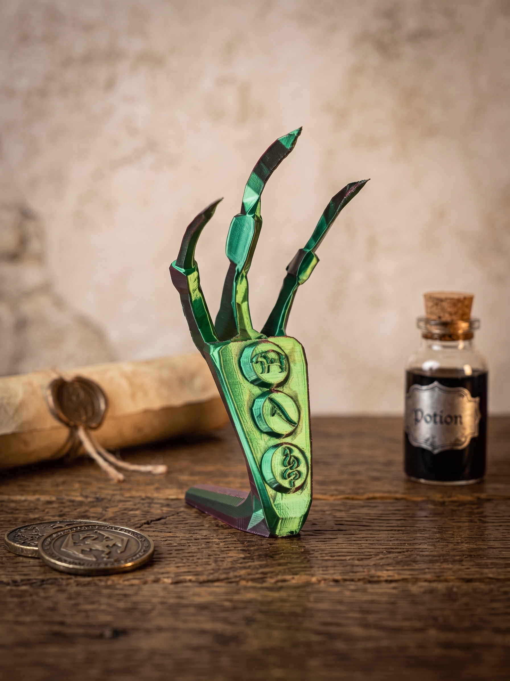 Griffe décorative verte imprimée en 3D