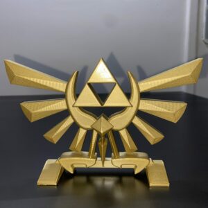 Stand Triforce Zelda doré impression 3D 20cm